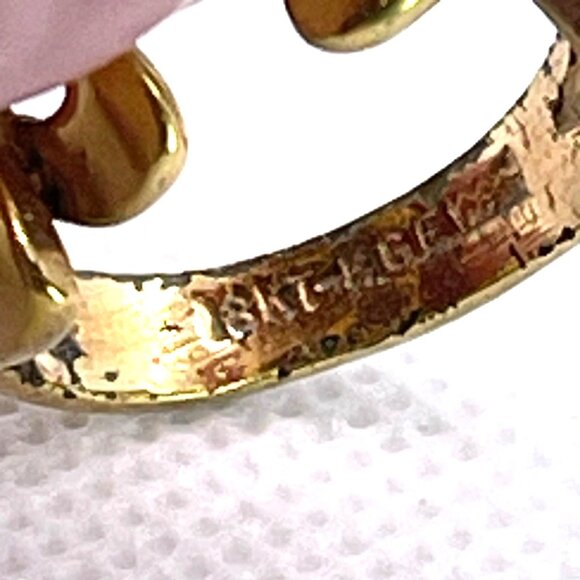 Tiger Eye VTG Art Nouveau 18KT HGE Gold Plate Ring Abstract MCM Retro Size 6.25 - Picture 7 of 11